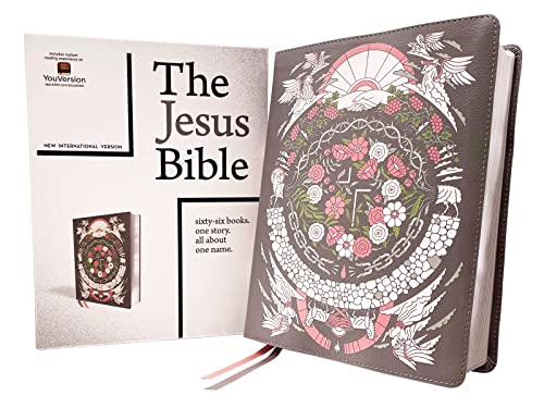 The Jesus Bible Artist Edition, NIV, Leathersoft, Gray Floral, Comfort Print