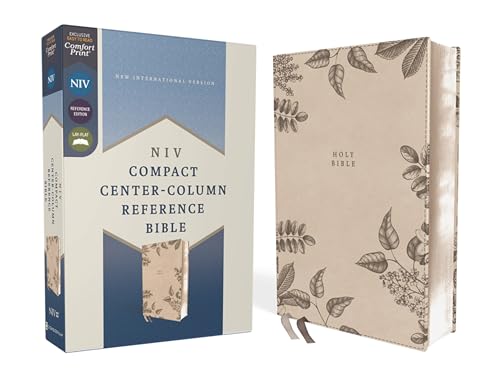 NIV, Compact Center-Column Reference Bible, Leathersoft, Stone, Red Letter, Comfort Print