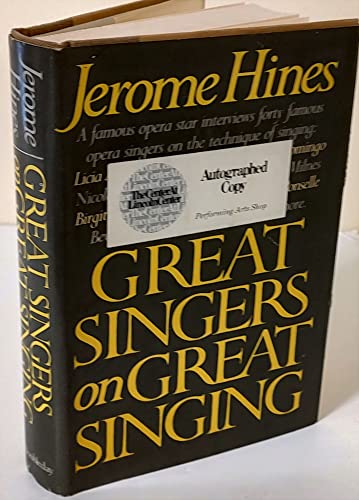 Cover of Great Singers on Great Singing by Hines, Jerome, Hardcover Book