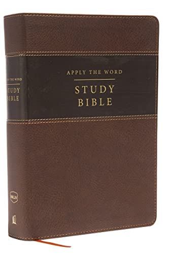 NKJV, Apply the Word Study Bible, Large Print, Leathersoft, Brown, Thumb Indexed, Red Letter: Live in His Steps