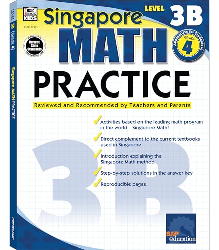 Singapore Math – Level 3B Math Practice Workbook for 4th Grade, Paperback, Ages 9–10 with Answer Key (Volume 10)