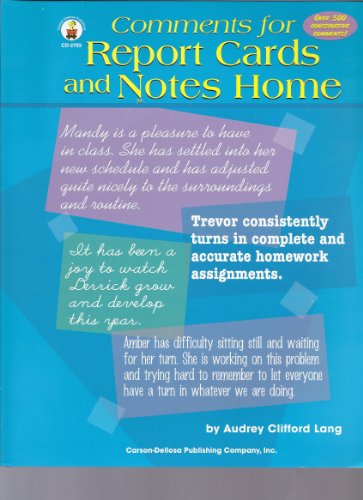 Comments For Report Cards and Notes Going Home