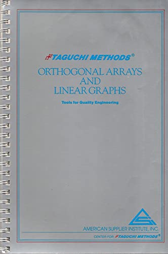 Taguchi Methods Orthogonal Arrays and Linear Graphs: Tools for Quality Engineering