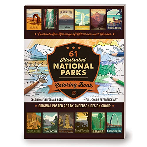 61 Illustrated National Parks Coloring Book [paperback] Anderson Design Group [July 01, 2019]