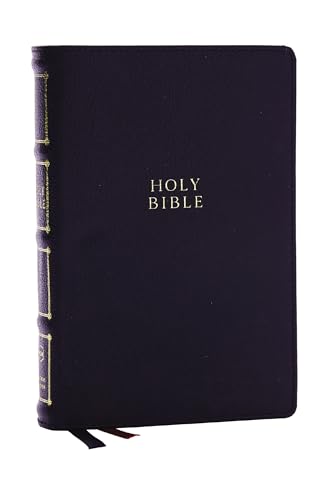 NKJV, Compact Center-Column Reference Bible, Black Genuine Leather, Red Letter, Comfort Print