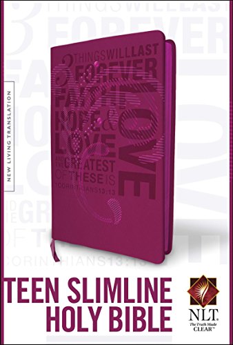 Teen Slimline Bible NLT (Red Letter, LeatherLike, Hot Pink)
