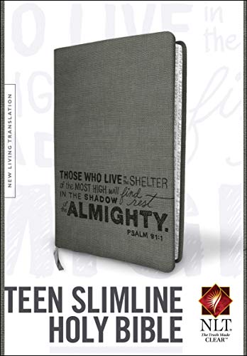 Teen Slimline Bible NLT (Red Letter, LeatherLike, Charcoal)