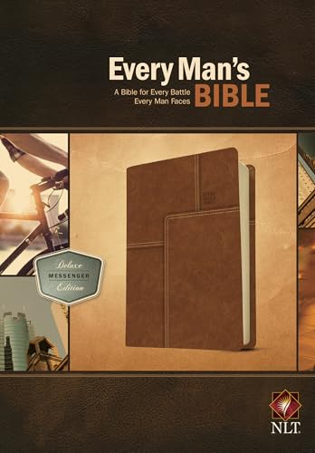 Every Man's Bible: New Living Translation, Deluxe Messenger Edition (LeatherLike, Brown) – Study Bible for Men with Study Notes, Book Introductions, and 44 Charts