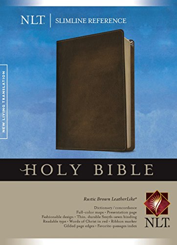 Slimline Reference Bible NLT (Red Letter, LeatherLike, Brown)