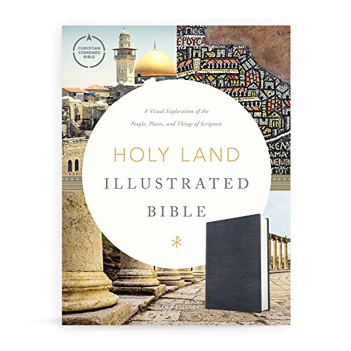 CSB Holy Land Illustrated Bible, Premium Black Genuine Leather, Black Letter, Full-Color Design, Articles, Photos, Illustrations, Easy-to-Read Bible Serif Type