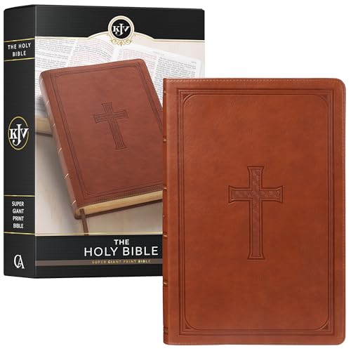 KJV Holy Bible, Super Giant Print Faux Leather Red Letter Edition - Ribbon Marker, King James Version, Saddle Tan (KJV Super Giant Print Editions)