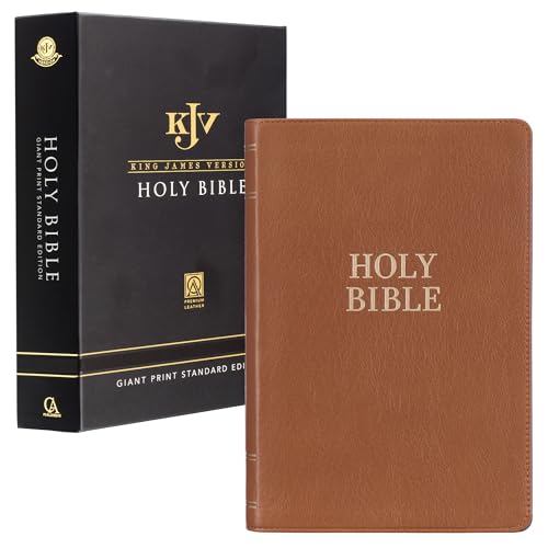 KJV Holy Bible, Giant Print Standard Size Premium Full Grain Leather Red Letter Edition - Thumb Index & Ribbon Marker, King James Version, Butterscotch (KJV Standard GP Editions)