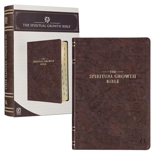 The Spiritual Growth Bible, Study Bible, NLT - New Living Translation Holy Bible, Faux Leather, Walnut Brown (NLT Spiritual Growth Editions)