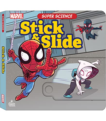 Disney Learning Super Science Stick and Slide Board Book—PreK-Kindergarten Spider Man and Ghost-Spider Kids Activity Book With Interactive Sliders (12 pgs)