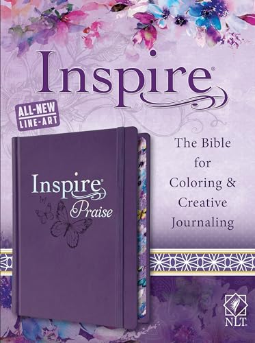 Tyndale NLT Inspire PRAISE Bible (Hardcover LeatherLike, Purple): Inspire Coloring Bible–Over 500 Illustrations to Color, Creative Journaling Bible Space-Religious Gifts to Inspire Connection with God