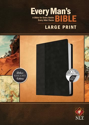 Every Man's Bible: New Living Translation, Large Print, TuTone (LeatherLike, Black/Onyx, Indexed) – Study Bible for Men with Study Notes, Book Introductions, and 44 Charts