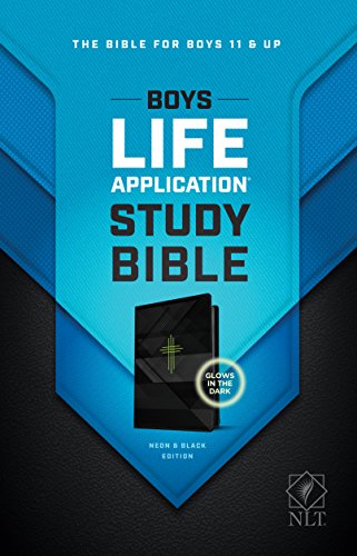 Tyndale NLT Boys Life Application Study Bible, TuTone (LeatherLike, Neon/Black NLT Study Bible for Boys, Foundations for Your Faith Sections