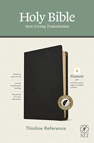 NLT Thinline Reference Bible, Filament Enabled (Genuine Leather, Black, Indexed, Red Letter): Includes Free Access to the Filament Bible App ... Notes, Devotionals, Worship Music, and Video