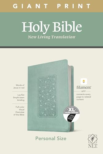 NLT Personal Size Giant Print Bible, Filament Enabled (LeatherLike, Floral Frame Teal, Indexed, Red Letter): Includes Free Access to the Filament ... Notes, Devotionals, Worship Music, and Video