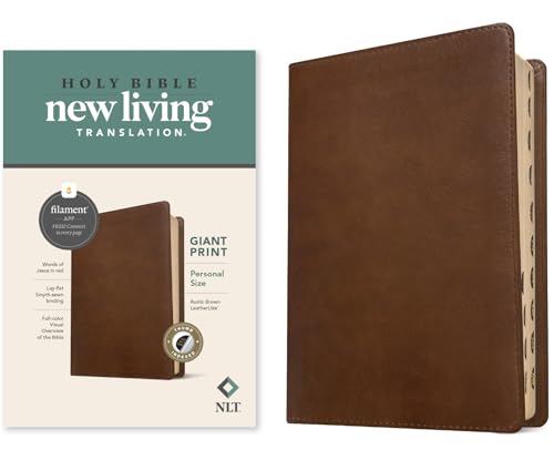 NLT Personal Size Giant Print Bible, Filament Enabled (LeatherLike, Rustic Brown, Indexed, Red Letter): Includes Free Access to the Filament Bible App ... Notes, Devotionals, Worship Music, and Video