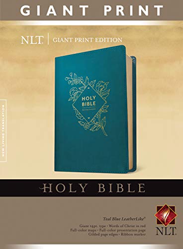 Holy Bible, Giant Print NLT (LeatherLike, Teal Blue, Red Letter)