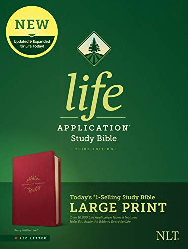 Tyndale NLT Life Application Study Bible, Third Edition, Large Print (LeatherLike, Berry, Red Letter) – New Living Translation Bible, Large Print Study Bible for Enhanced Readability