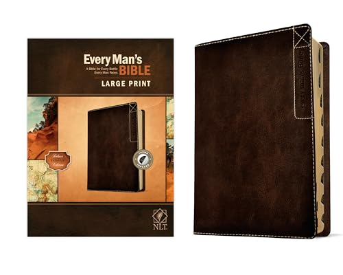 Every Man’s Bible NLT, Large Print, Deluxe Explorer Edition (LeatherLike, Rustic Brown, Indexed)