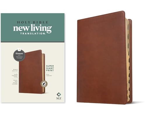 NLT Super Giant Print Bible, Filament Enabled (LeatherLike, Brown, Indexed, Red Letter)