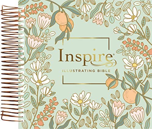 NLT DaySpring Inspire Illustrating Bible, Filament Enabled (Spiral Bound, Mint Floral Garden)