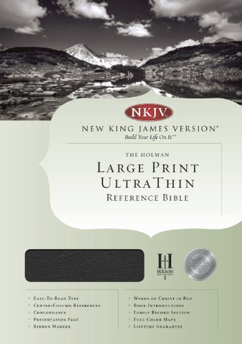 NKJV Large Print Ultrathin Reference Bible, Black Genuine Leather