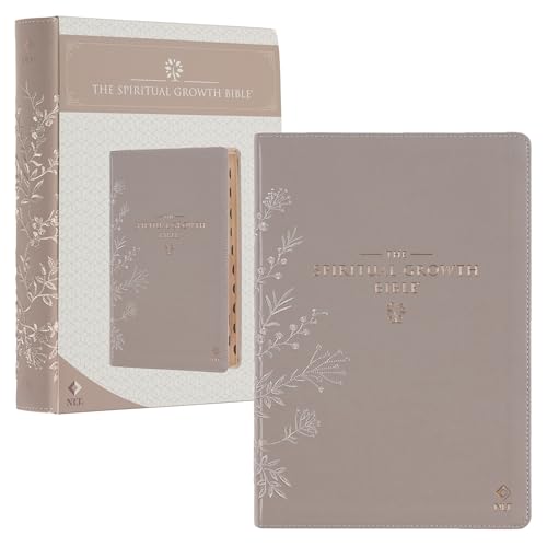 The Spiritual Growth Bible, Study Bible, NLT - New Living Translation Holy Bible, Faux Leather, Taupe Embroidered Floral (NLT Spiritual Growth Editions)