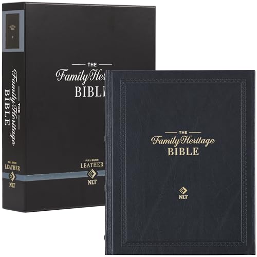 NLT Family Heritage Bible, Large Print Family Heirloom Devotional Bible for Study, New Living Translation Holy Bible Full-grain Leather Hardcover, ... Content, Black (NLT Family Heritage Editions)