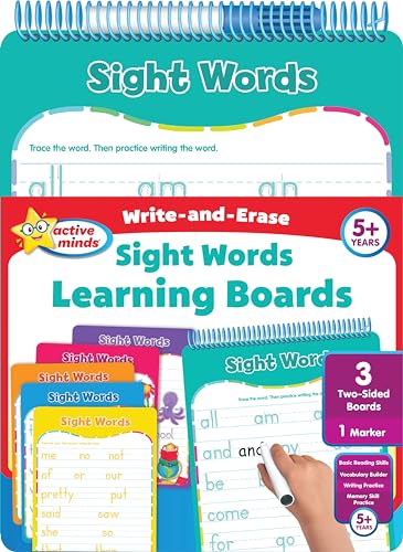 Active Minds - Write-and-Erase - Wipe Clean Learning Boards Ages 5+ - Sight Words (Active Minds Welbs)