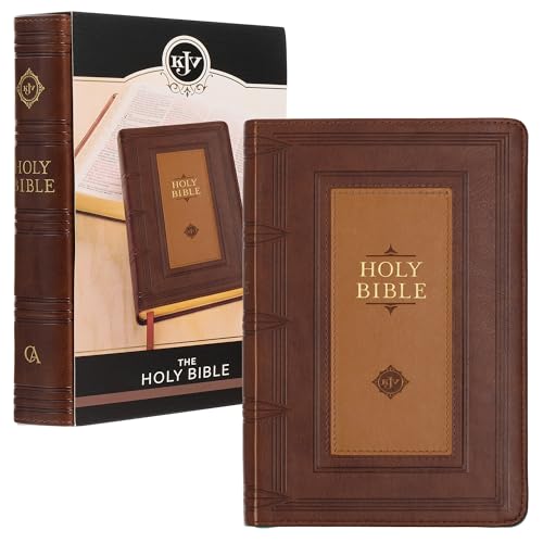 KJV Holy Bible, Giant Print Standard Size Faux Leather Red Letter Edition - Thumb Index & Ribbon Marker, King James Version, Saddle Tan/Butterscotch (KJV Standard GP Editions)